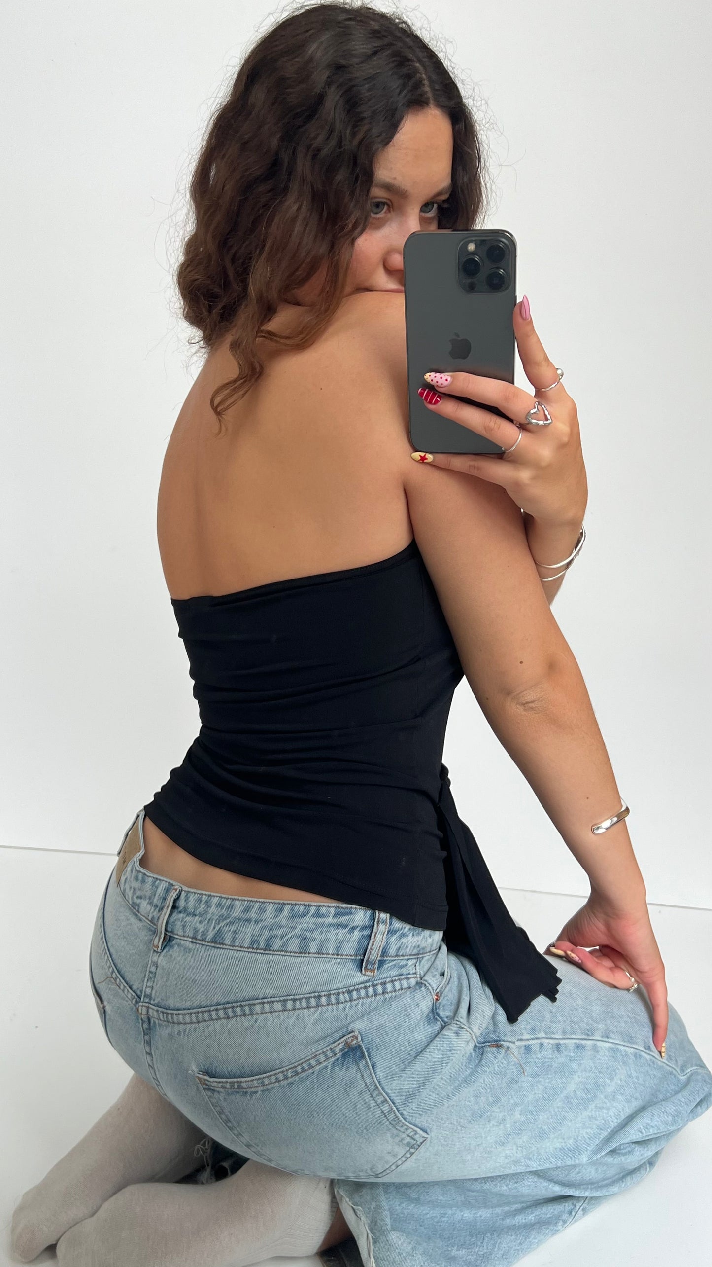00s black asymmetric top- size M