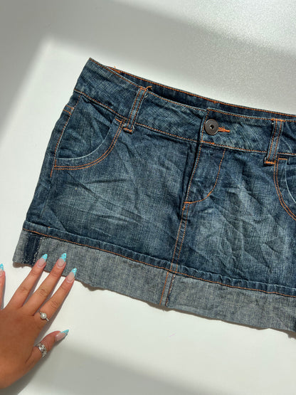 00s denim mini skirt- size S
