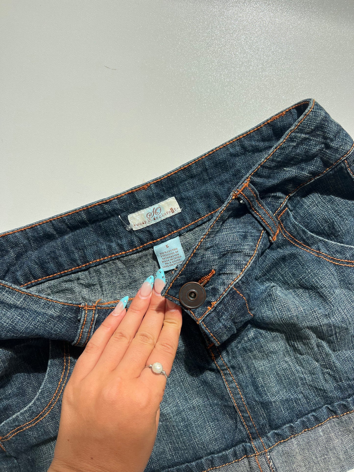 00s denim mini skirt- size S