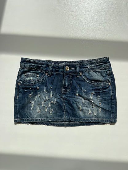 00s denim diamanté skirt- size XS