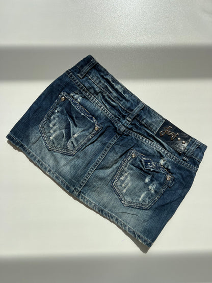 00s denim diamanté skirt- size XS