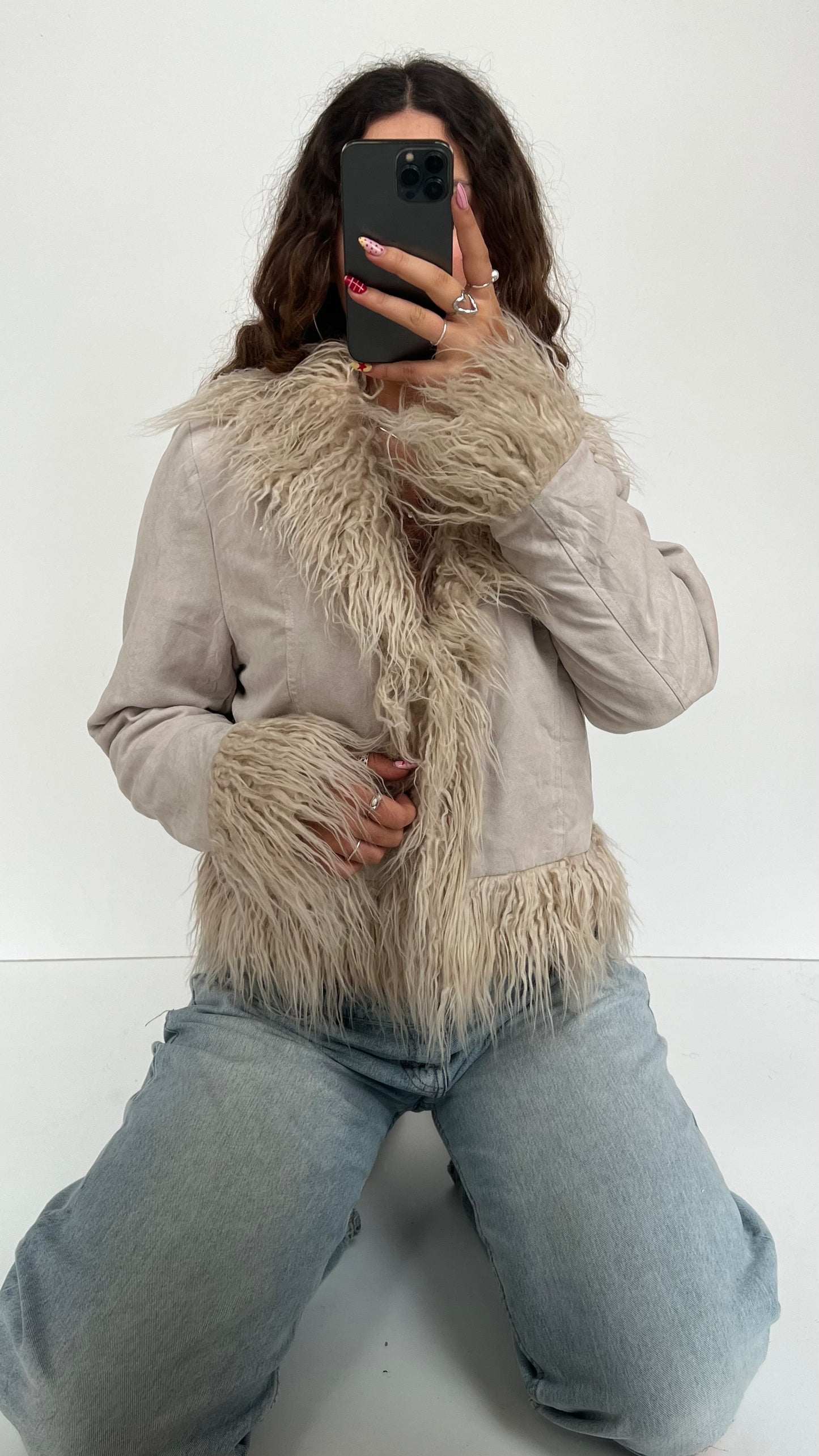 00s cream afghan jacket- size L