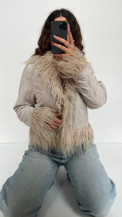 00s cream afghan jacket- size L