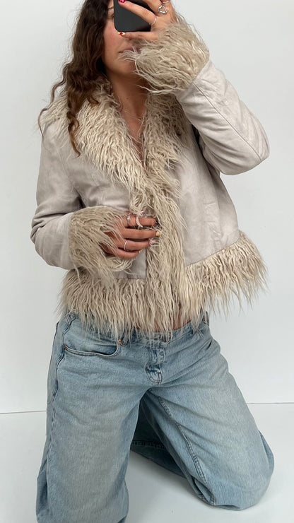 00s cream afghan jacket- size L