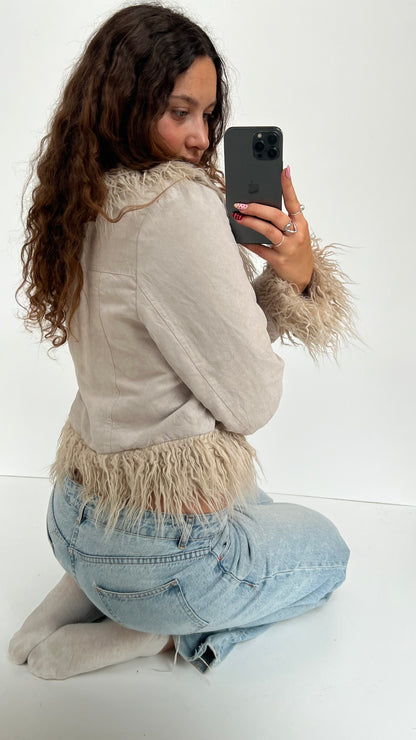 00s cream afghan jacket- size L