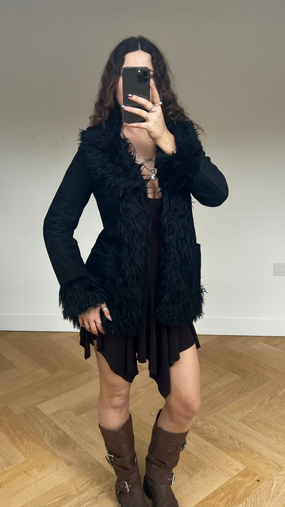 00s black afghan coat- size M