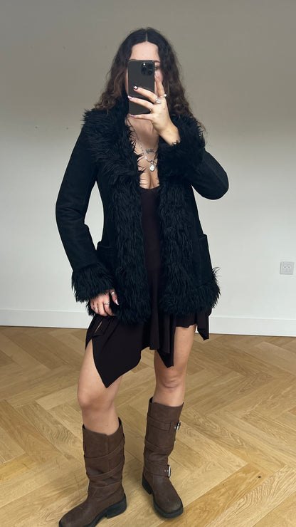 00s black afghan coat- size M