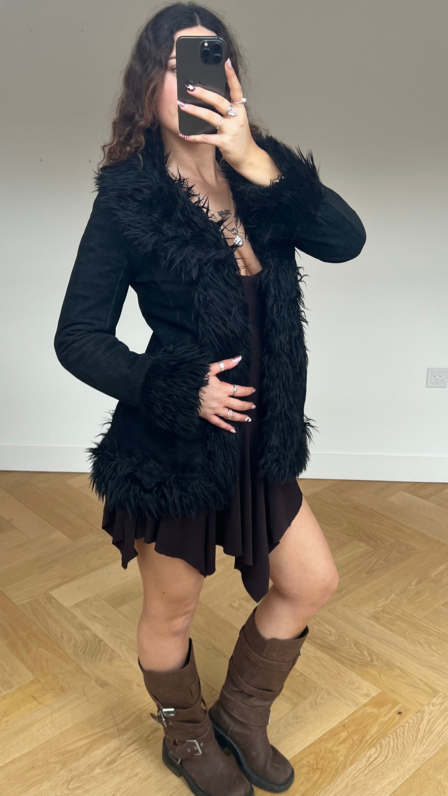 00s black afghan coat- size M