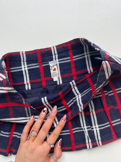 00s red plaid mini skirt- size S