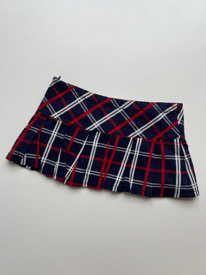 00s red plaid mini skirt- size S