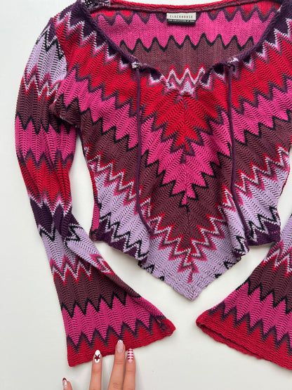 00s pink crochet top- size XS