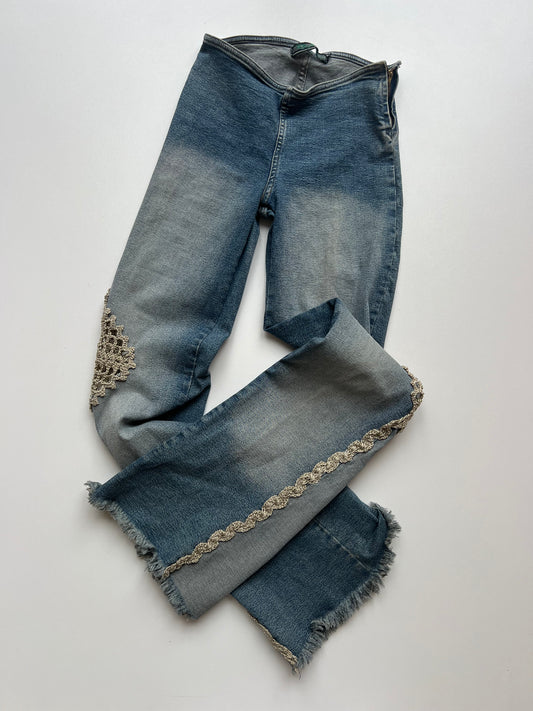 00s denim crochet jeans- size S