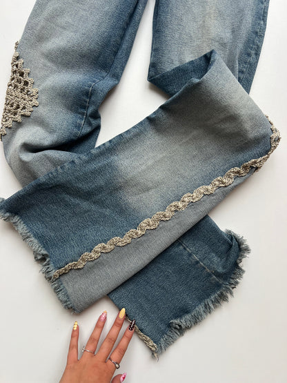00s denim crochet jeans- size S