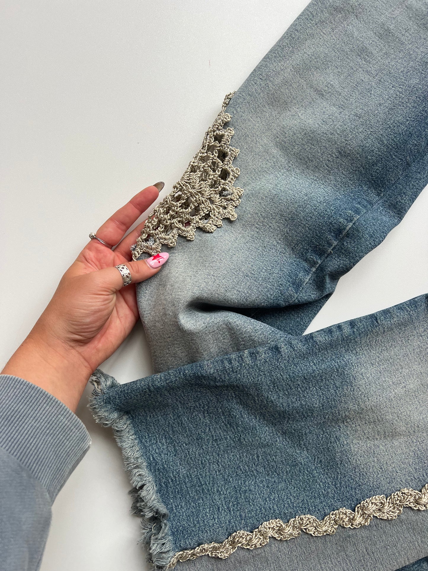 00s denim crochet jeans- size S