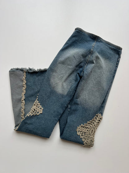 00s denim crochet jeans- size S