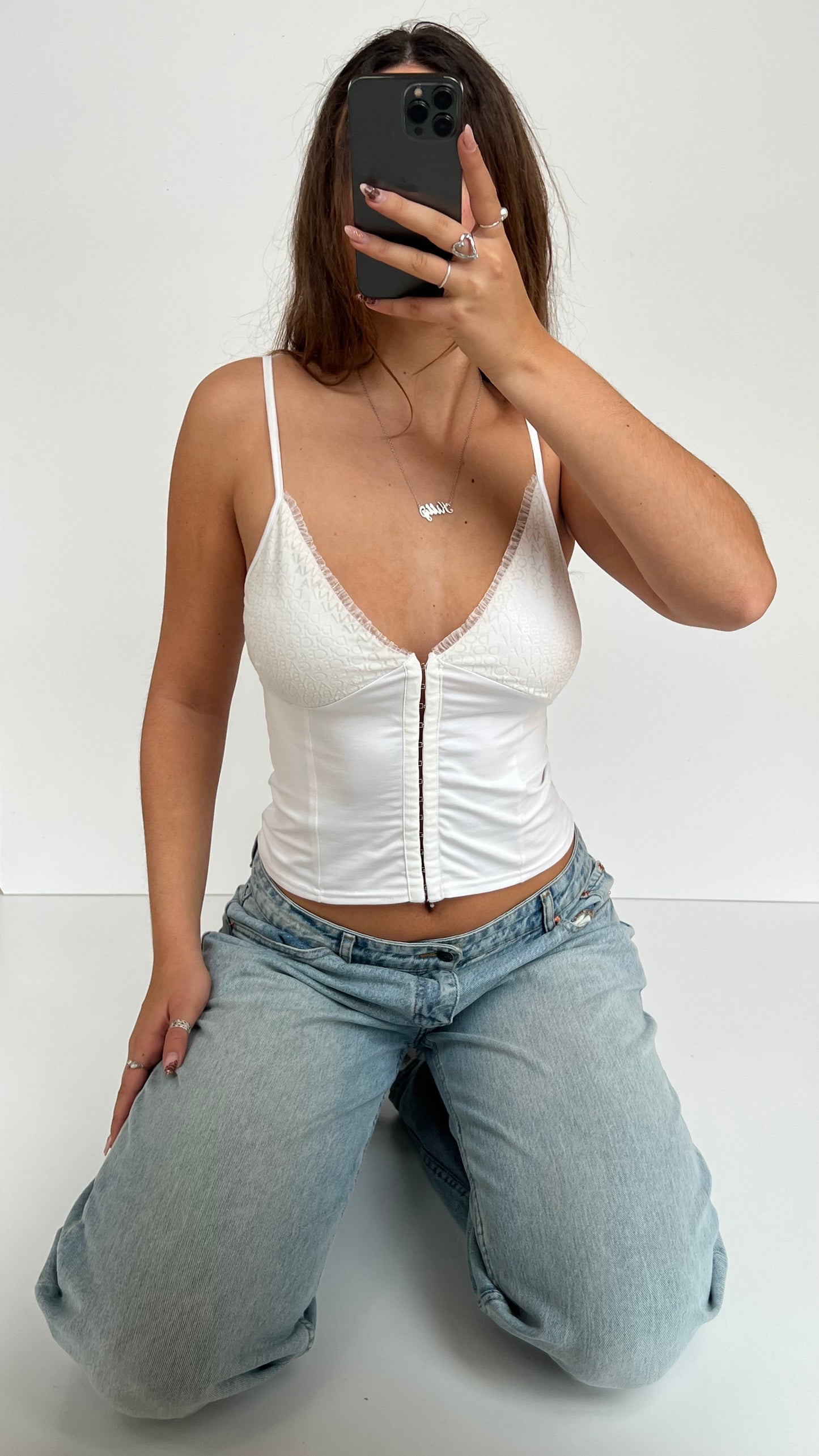00s white corset cami- size S