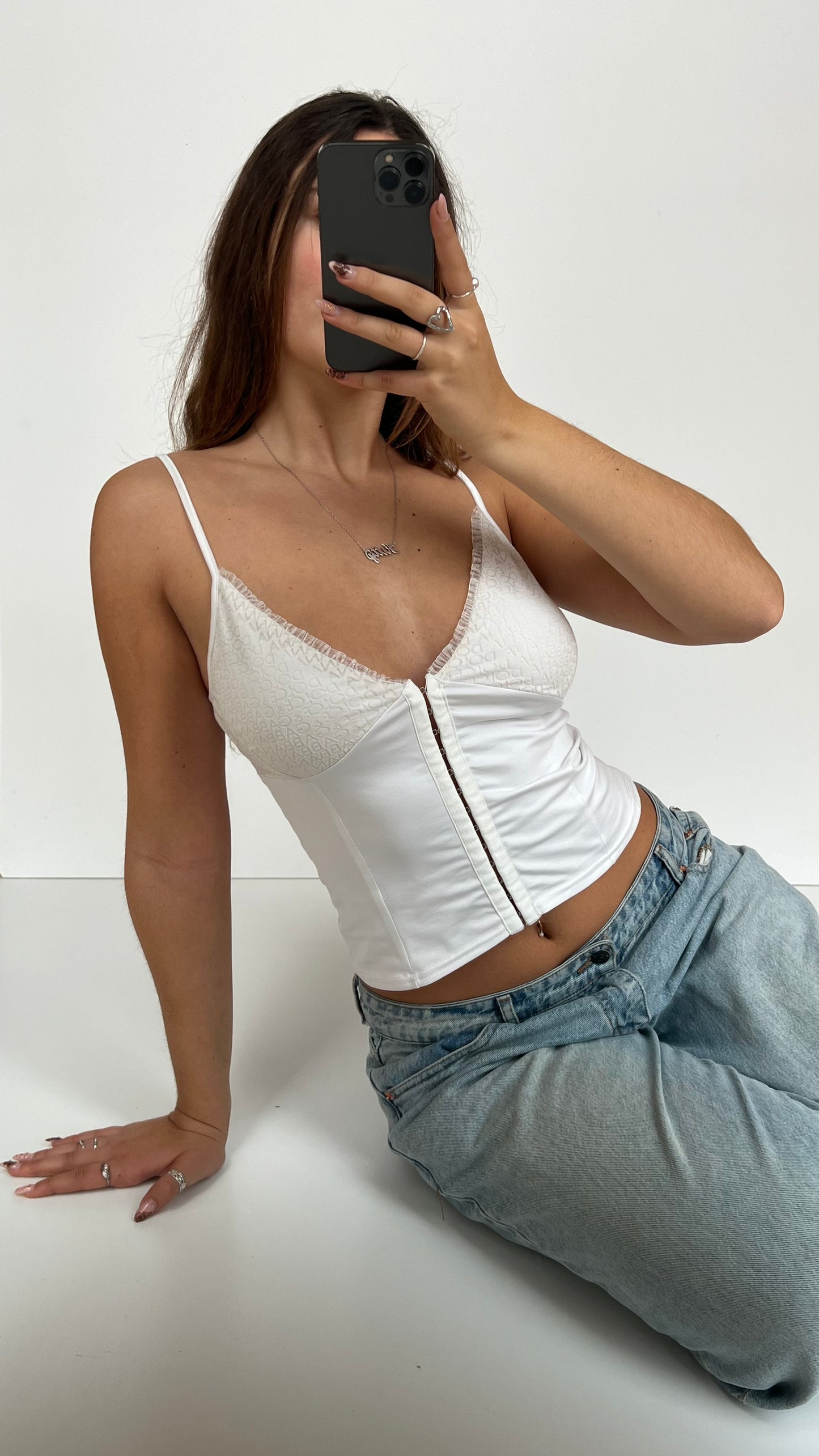 00s white corset cami- size S