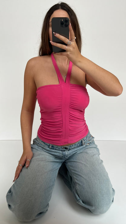 00s pink ruched cami- size S