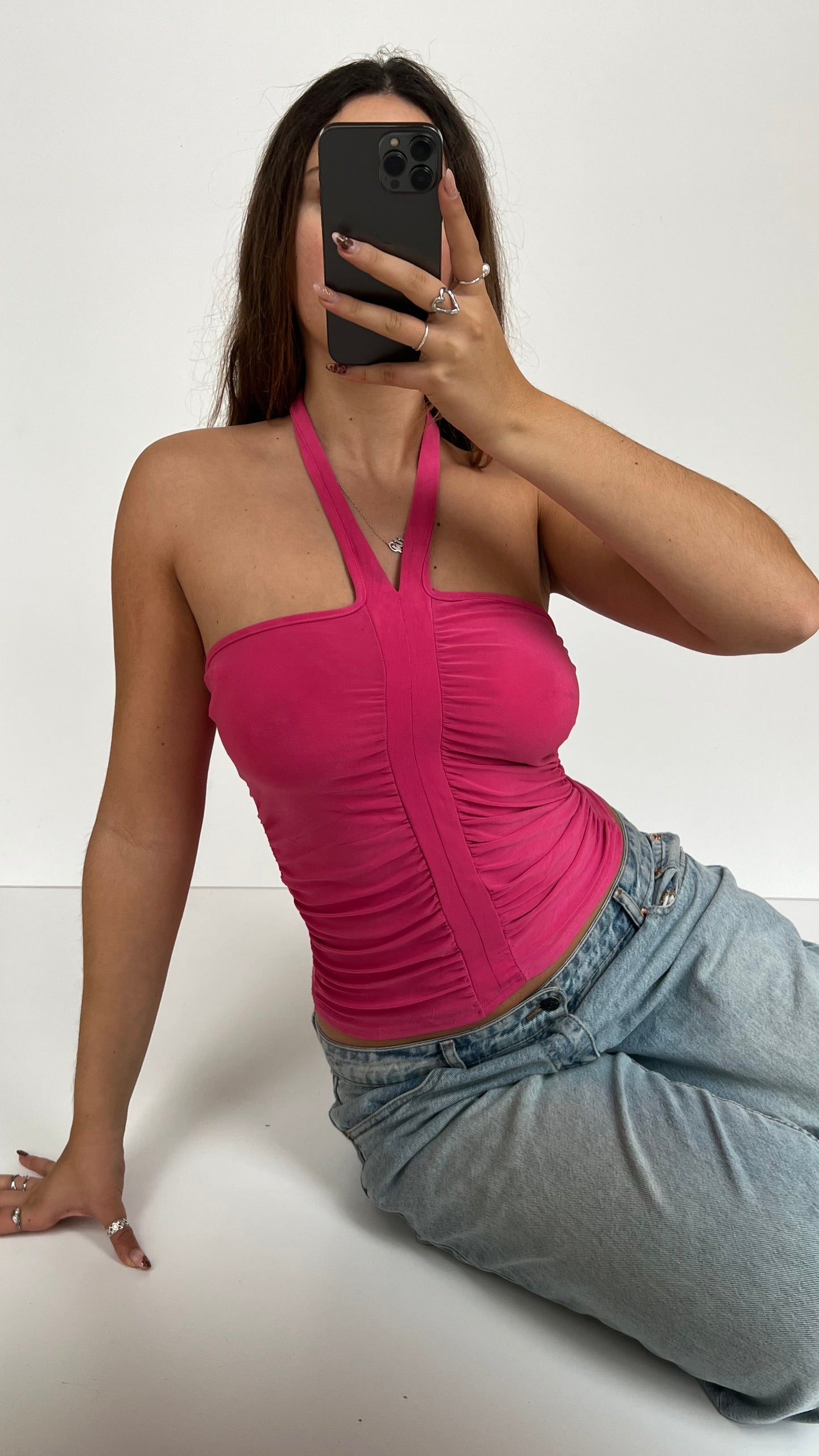 00s pink ruched cami- size S