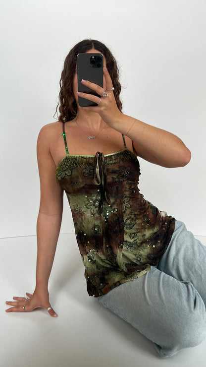 00s green floral cami- size S
