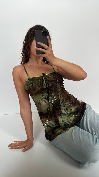 00s green floral cami- size S