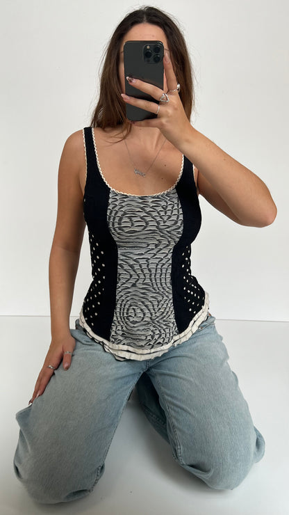 00s black polka dot lace cami- size M