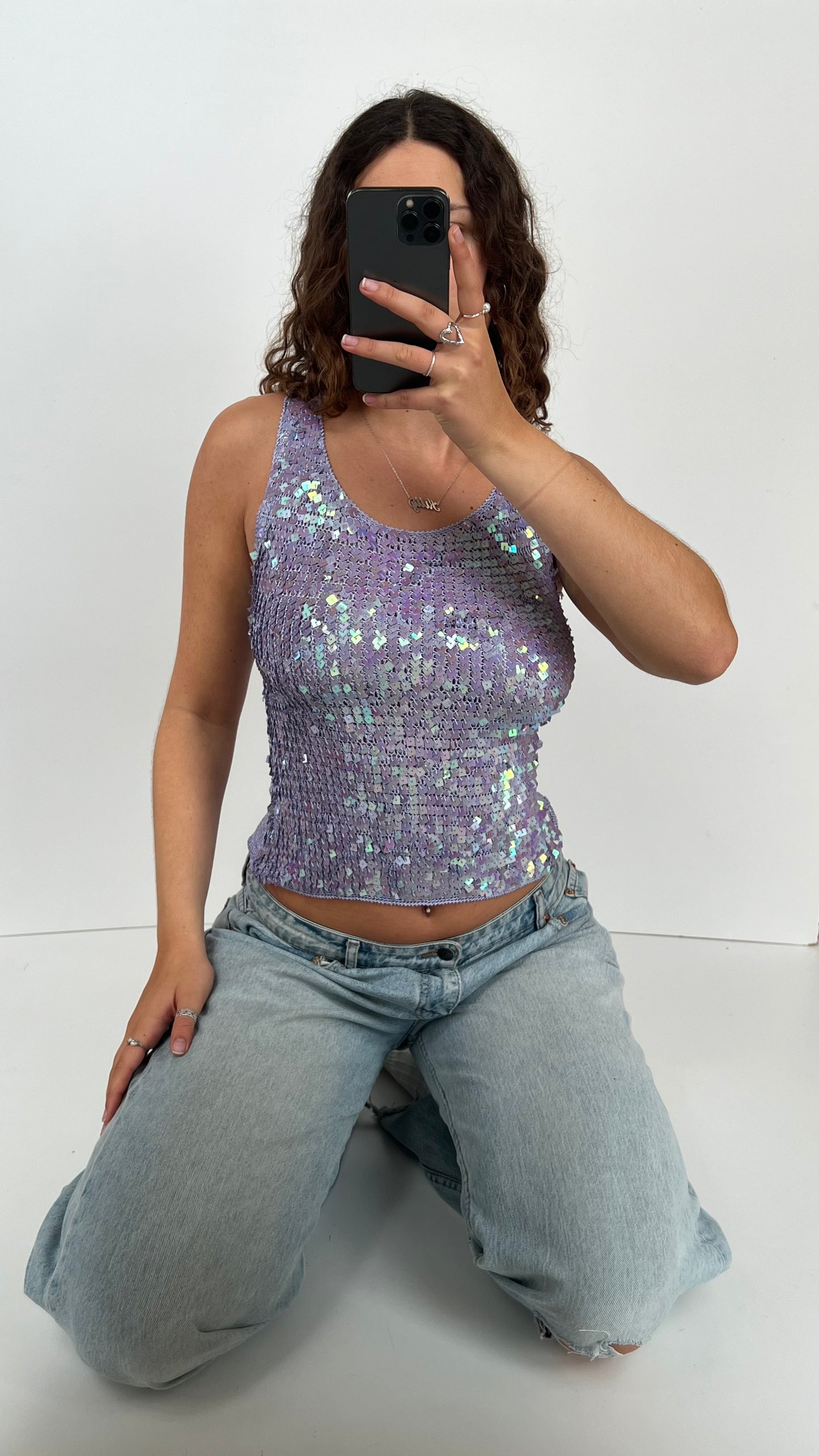 00s purple sequin top- size S