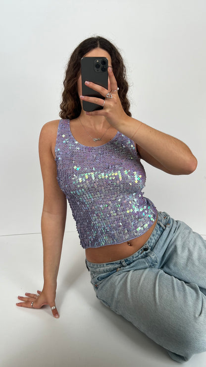 00s purple sequin top- size S