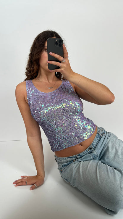 00s purple sequin top- size S