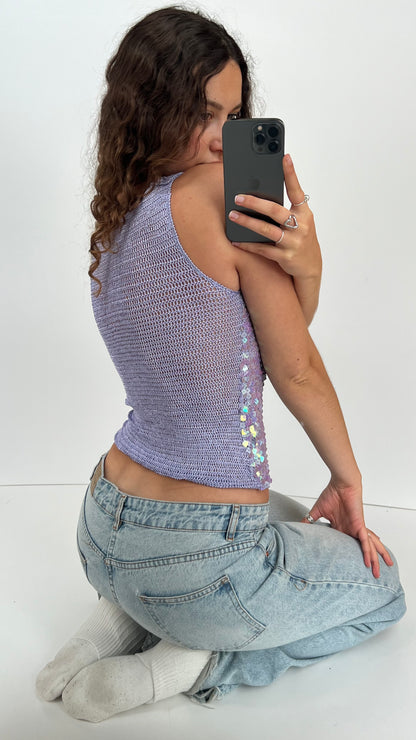 00s purple sequin top- size S