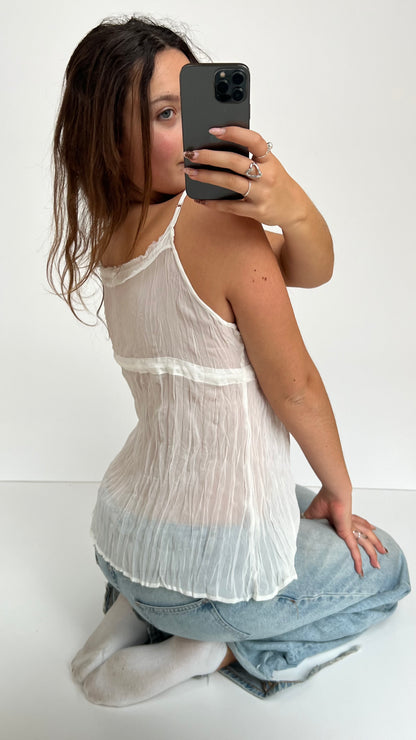 00s white mesh beaded cami- size XL