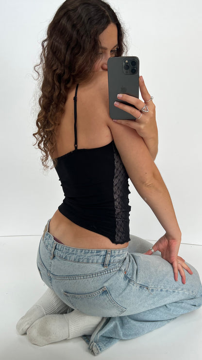 00s black mesh beaded cami- size S