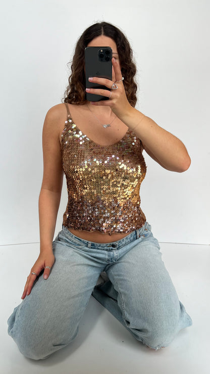 00s gold sequin cami- size M