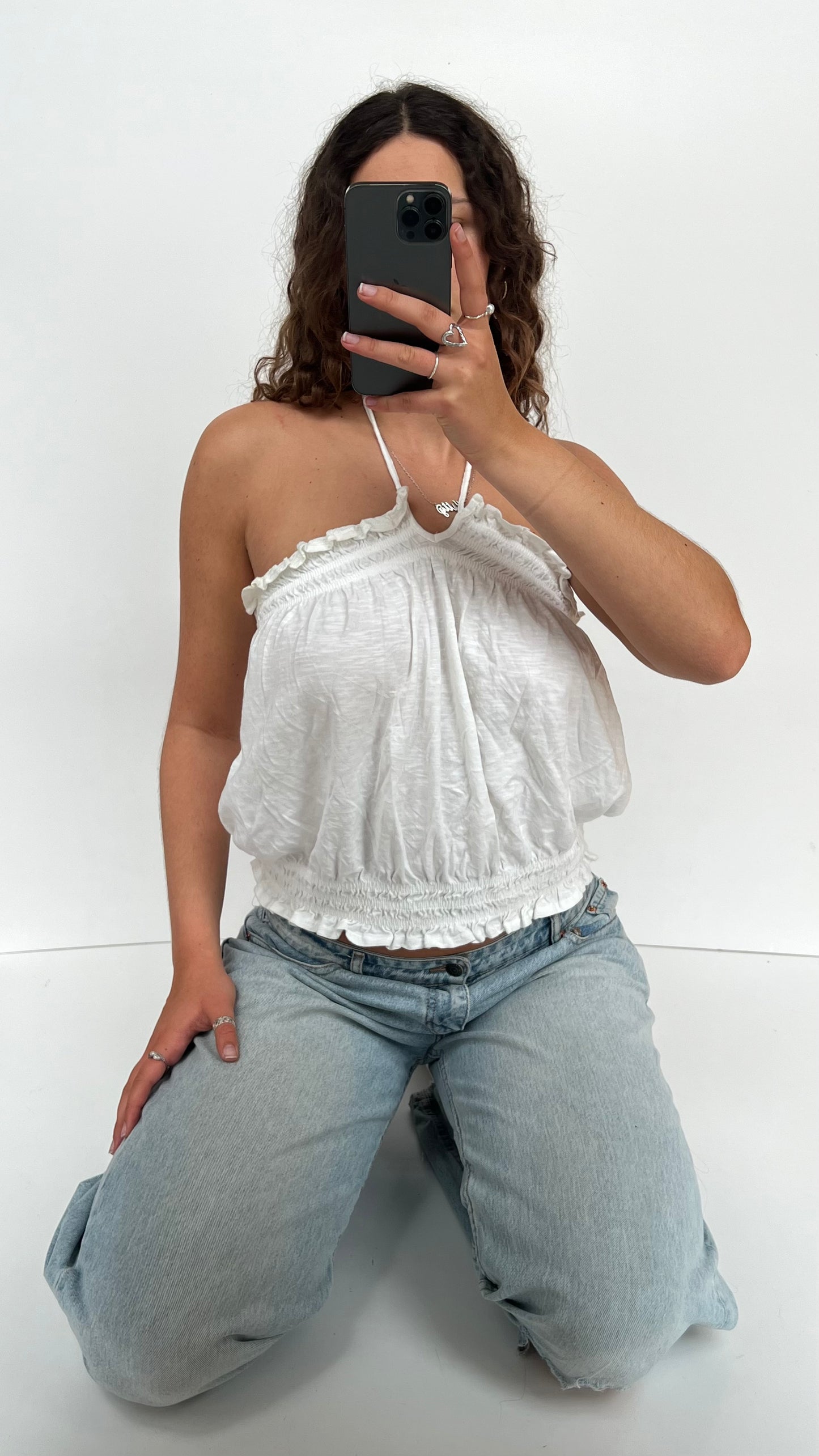 00s white bubble cami- size L