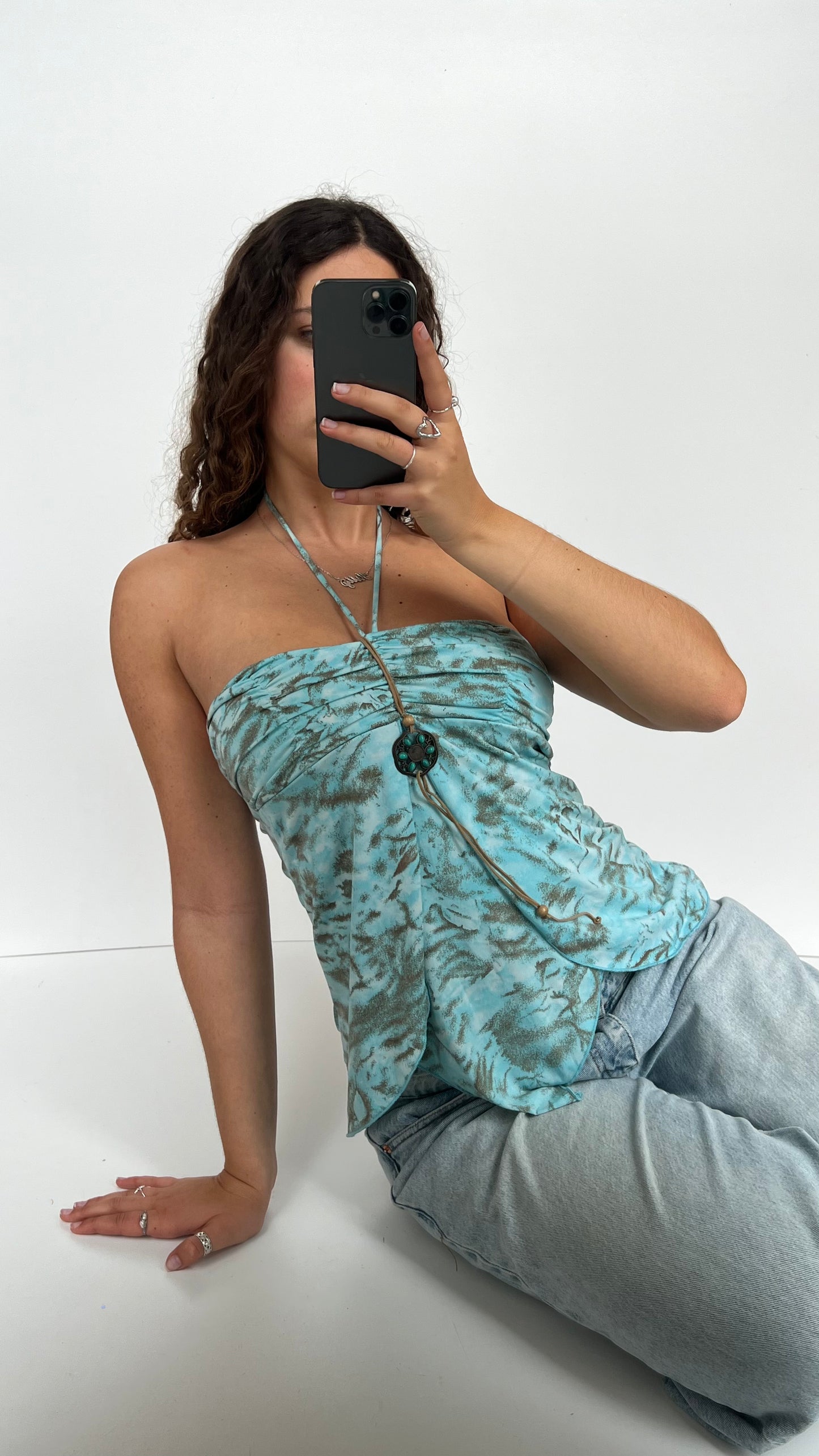 00s blue halter cami- size S