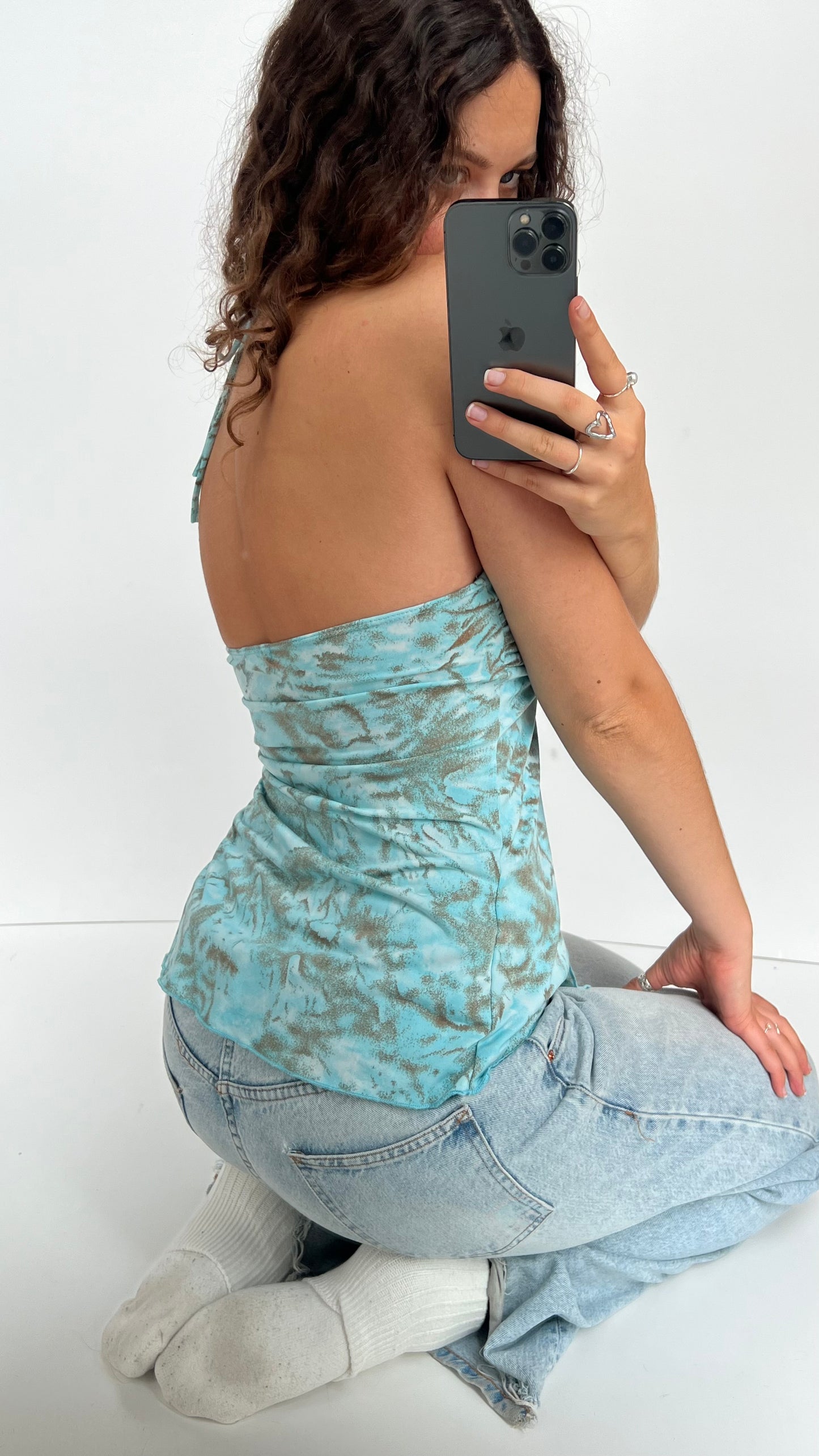 00s blue halter cami- size S