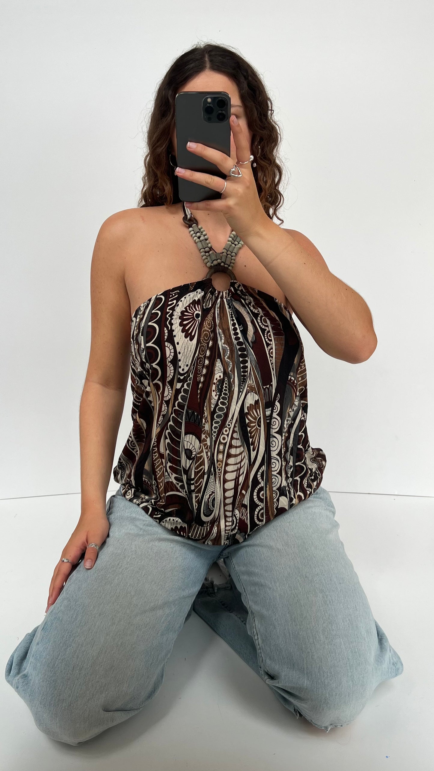 00s brown patterned cami- size L