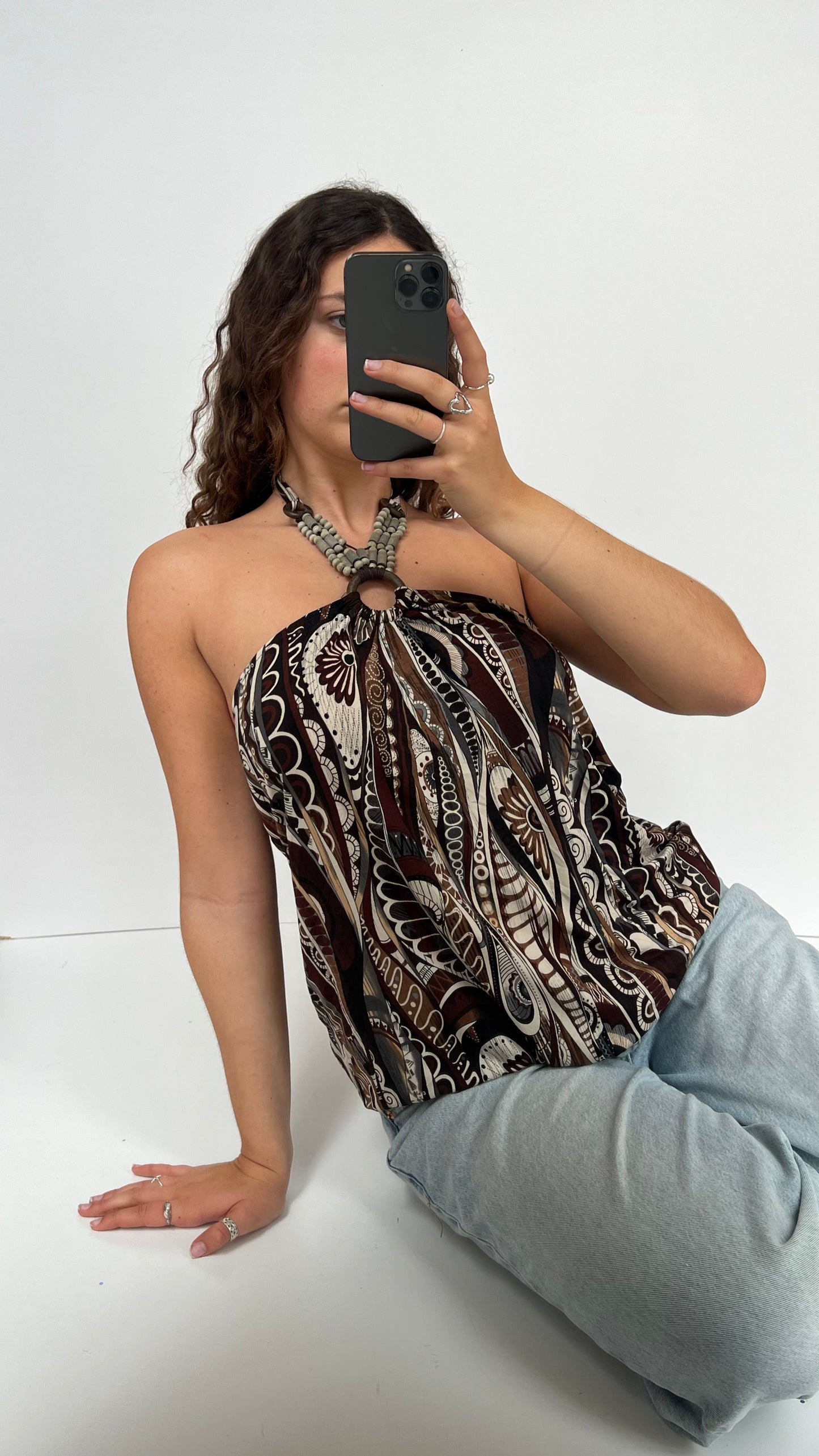 00s brown patterned cami- size L