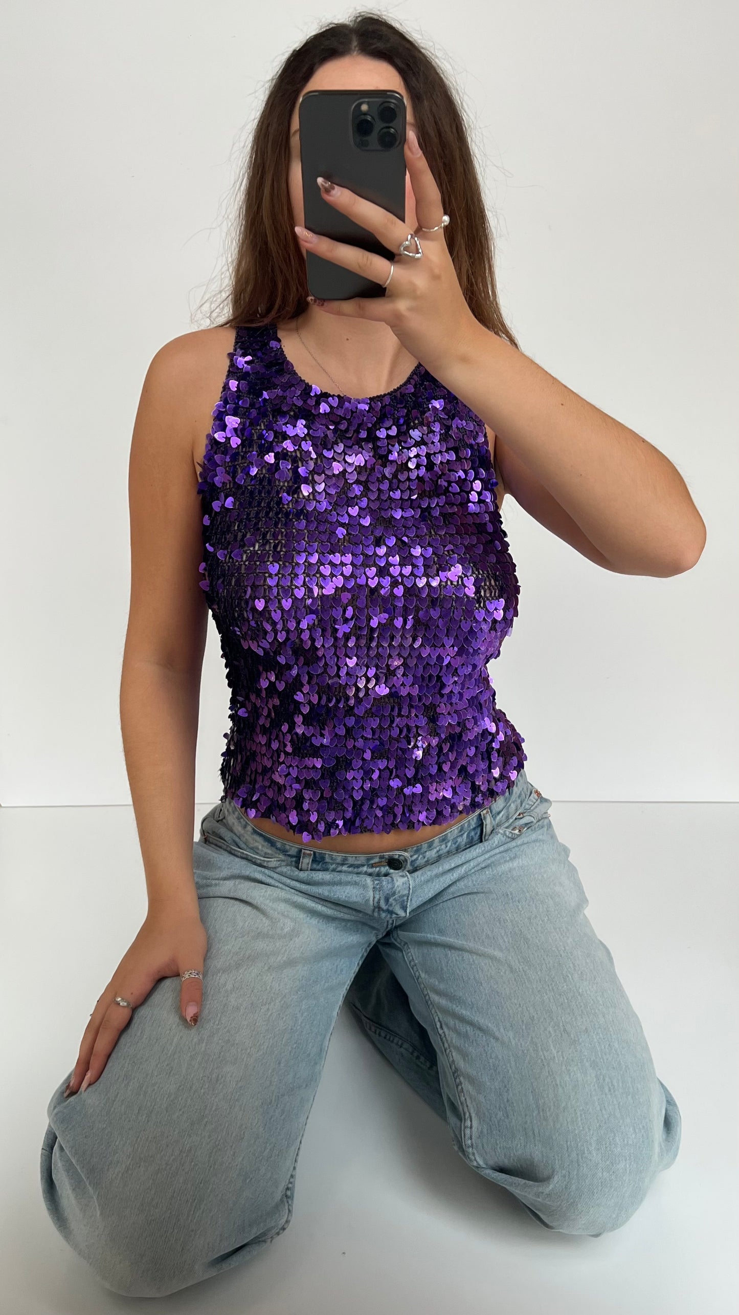 00s purple sequin cami- size S/M
