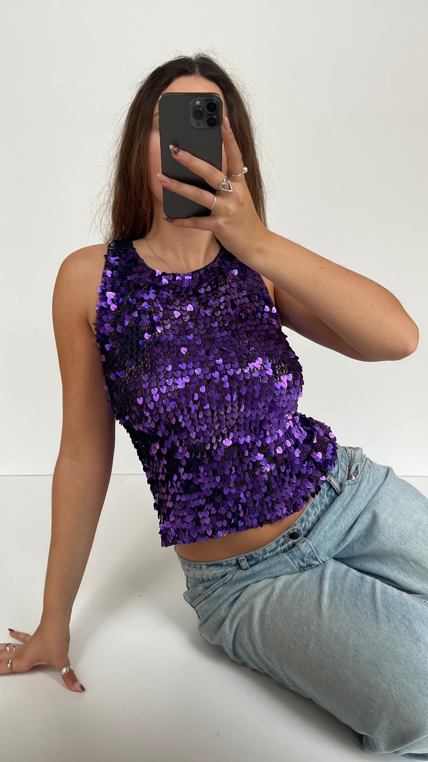 00s purple sequin cami- size S/M