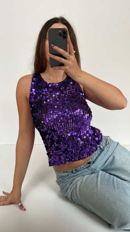 00s purple sequin cami- size S/M