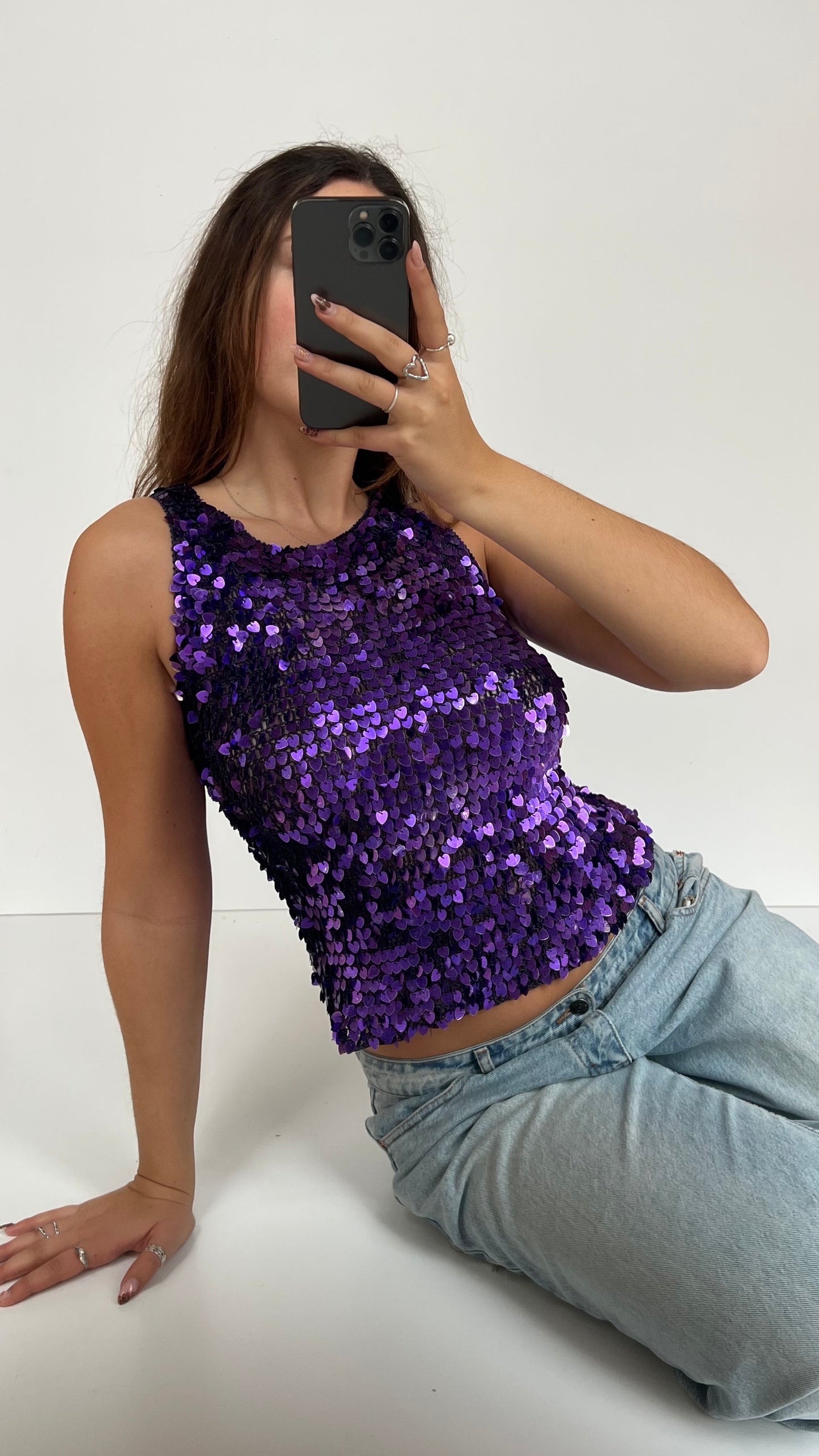 00s purple sequin cami- size S/M