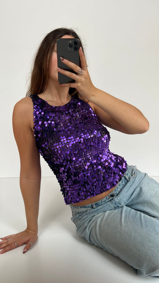 00s purple sequin cami- size S/M