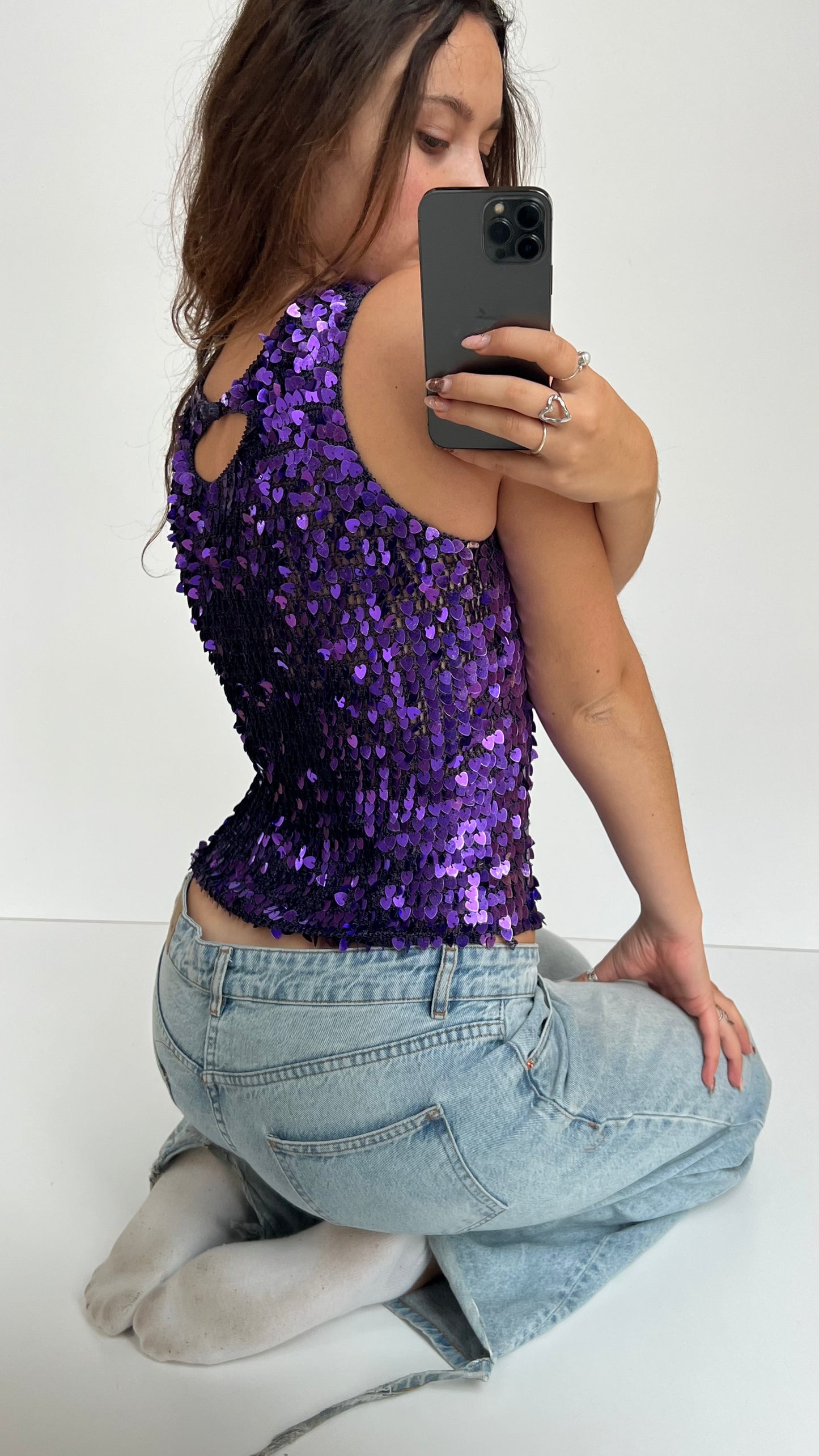 00s purple sequin cami- size S/M