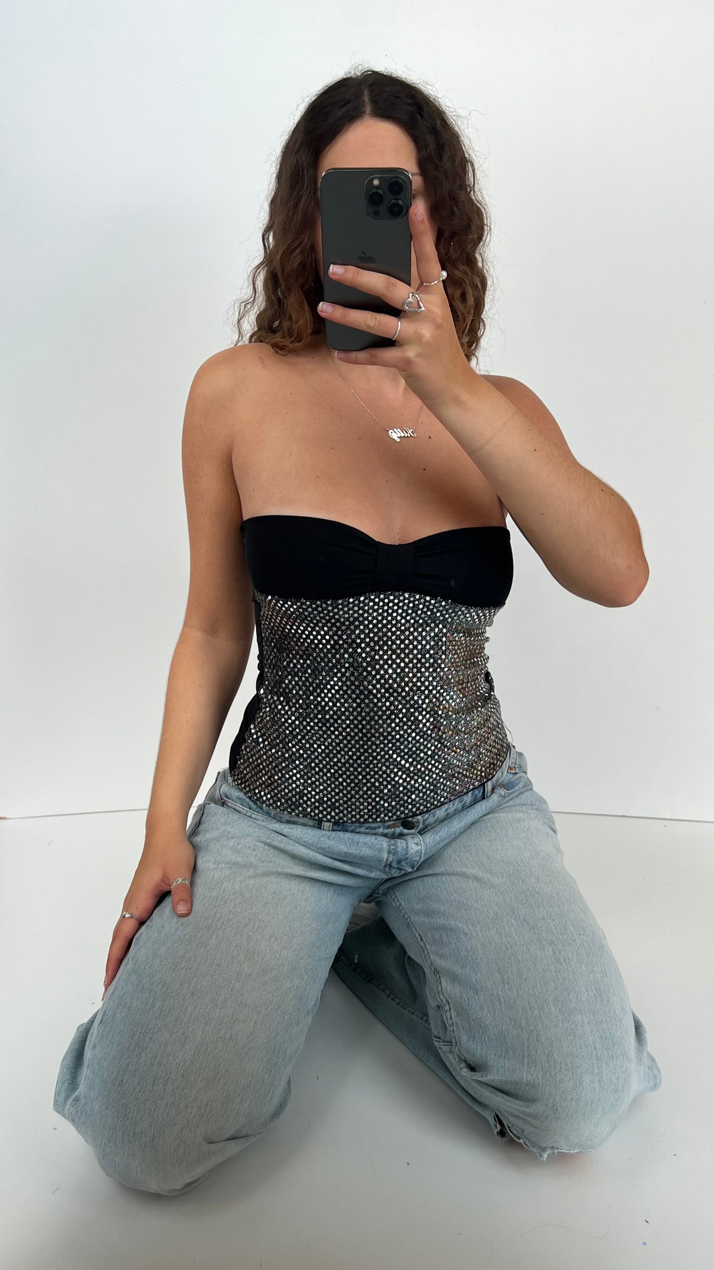 00s silver sequin cami- size S