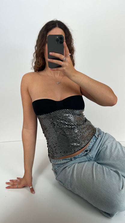 00s silver sequin cami- size S