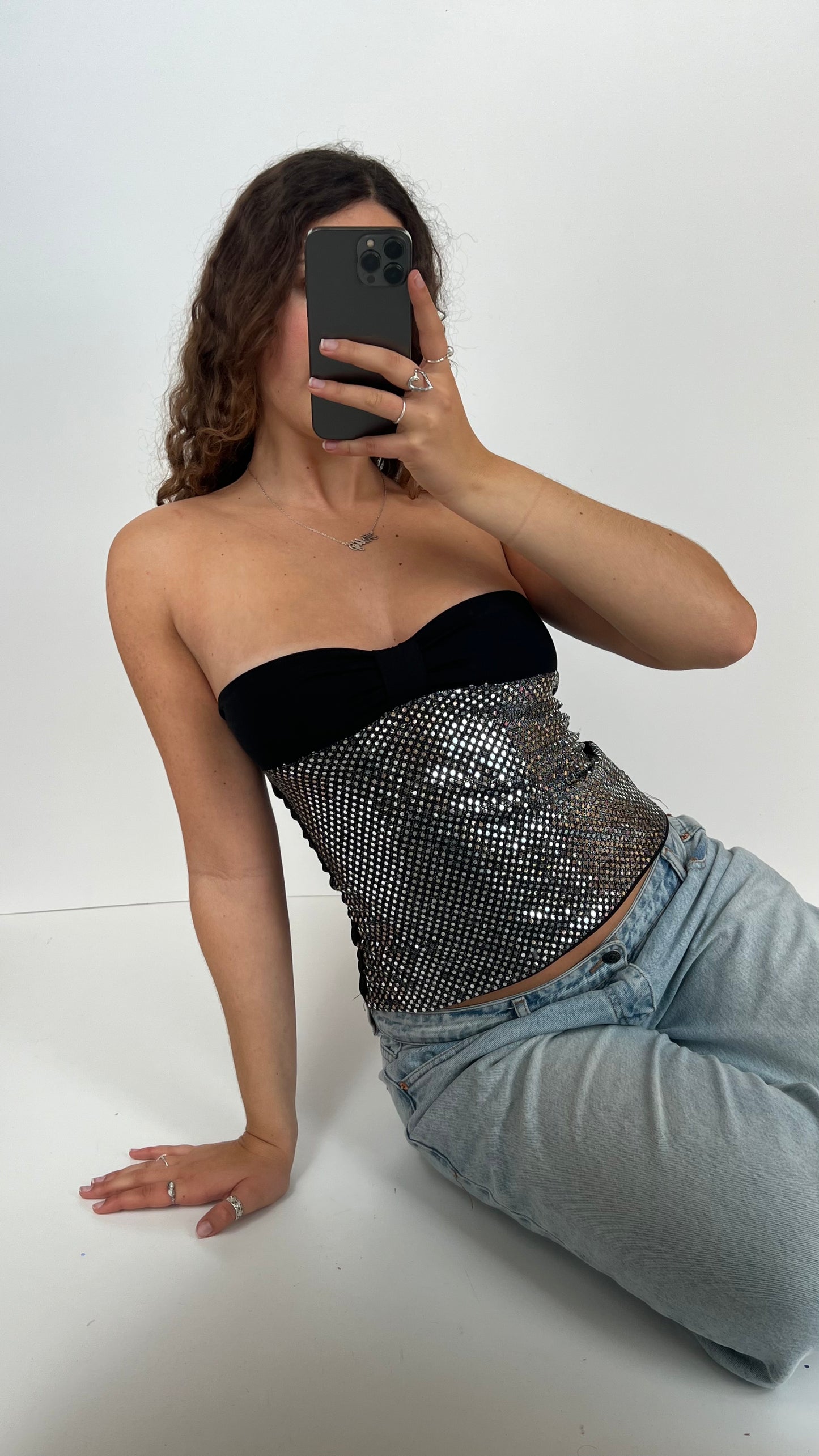 00s silver sequin cami- size S