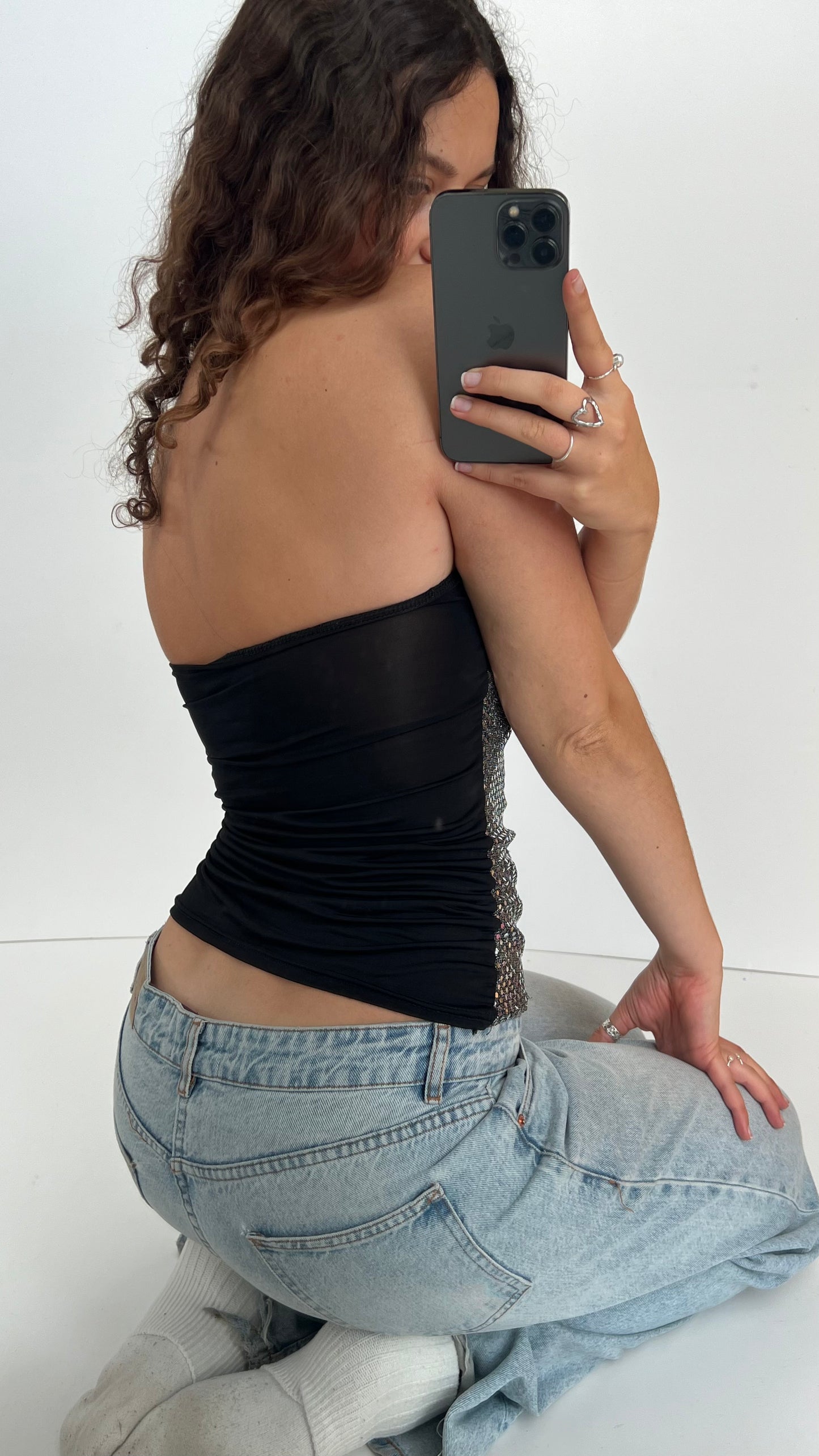00s silver sequin cami- size S