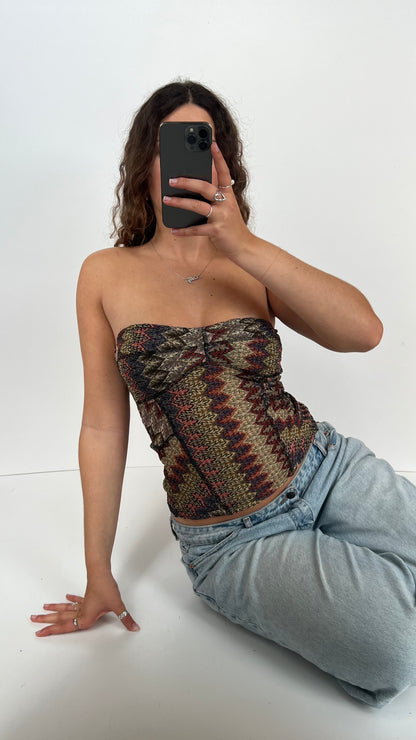 00s colourful strapless cami- size S
