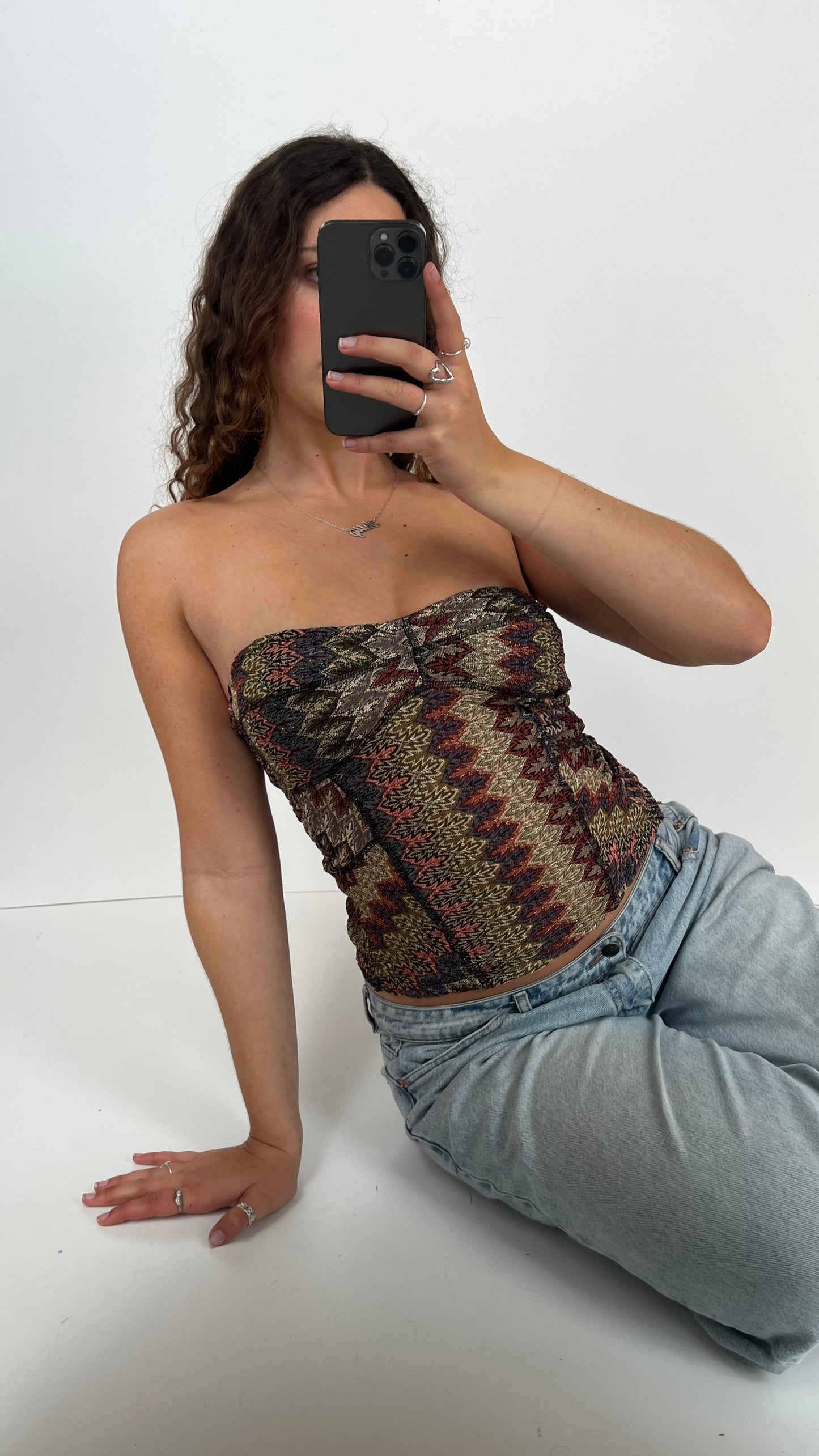 00s colourful strapless cami- size S
